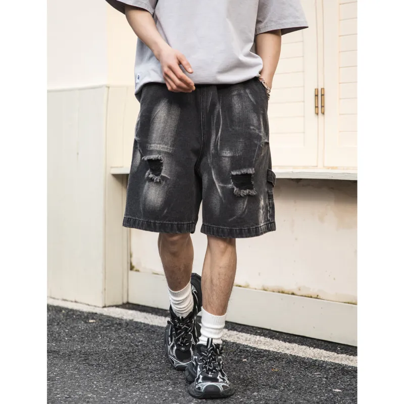 HOZZS Denim Shorts Unisex Black-2