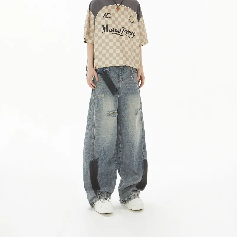 HOZZS Jeans Unisex Color Blocking-3