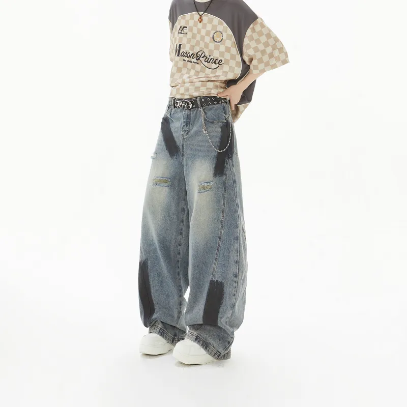 HOZZS Jeans Unisex Color Blocking-4
