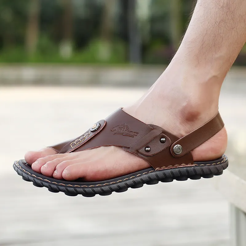 LEXON Beach Sandals Men Brown-13