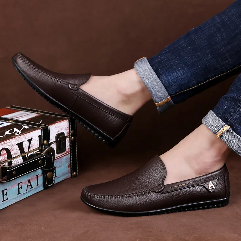 LEXON Gommino Loafers Unisex Black/Dark Brown/Khaki-6
