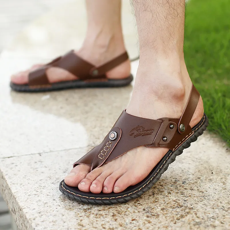 LEXON Beach Sandals Men Brown-14
