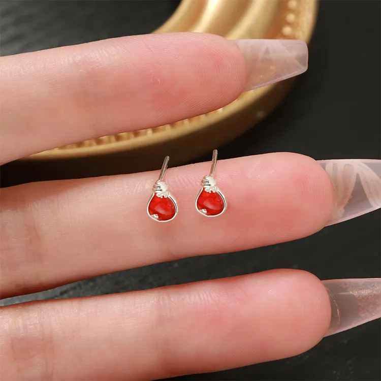 ALI THE FOX S999 Silver Stud Earrings Women's-1