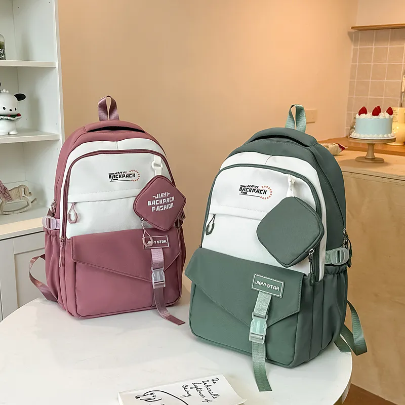 OSOCE Nylon Backpack Regular Unisex Waxberry Red/Ecru/Black/Khaki/Green/Pink-3