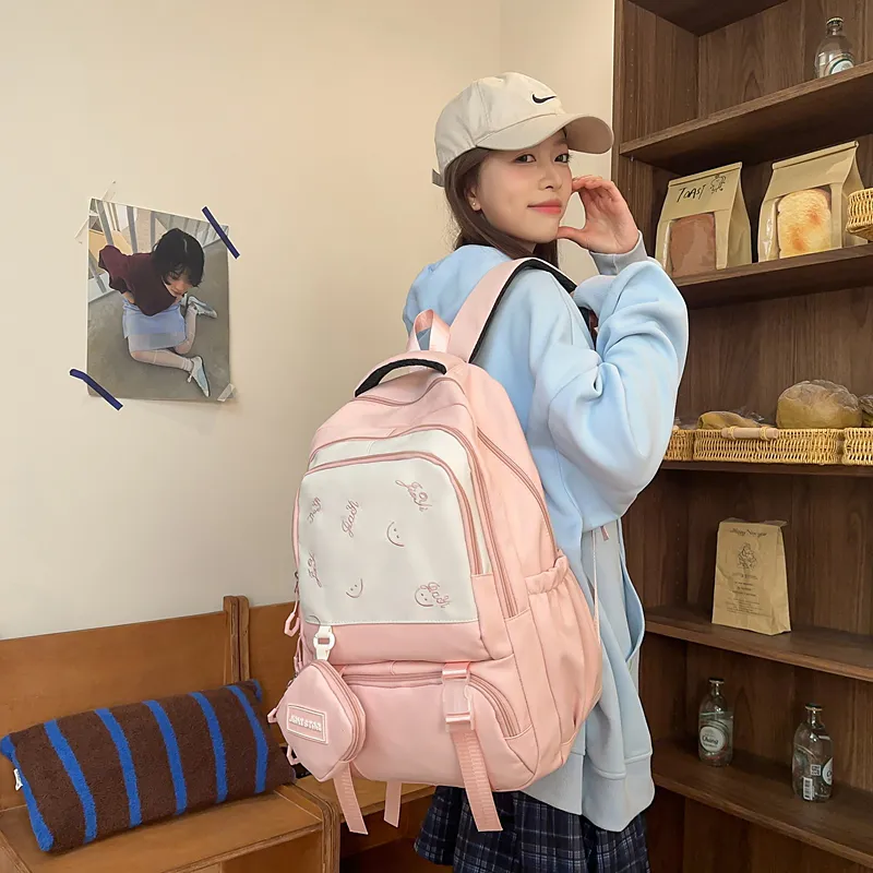 OSOCE Nylon Backpack Regular Unisex Waxberry Red/Ecru/Black/Khaki/Green/Pink-21