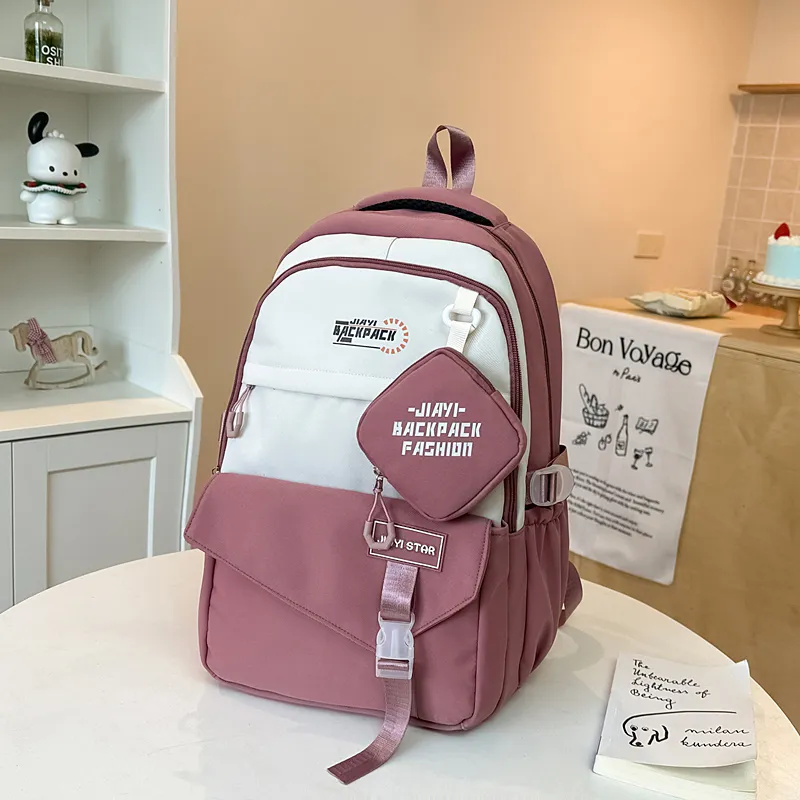 OSOCE Nylon Backpack Regular Unisex Waxberry Red/Ecru/Black/Khaki/Green/Pink-2