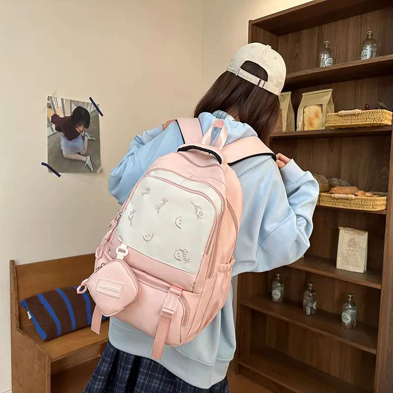 OSOCE Nylon Backpack Regular Unisex Waxberry Red/Ecru/Black/Khaki/Green/Pink-19