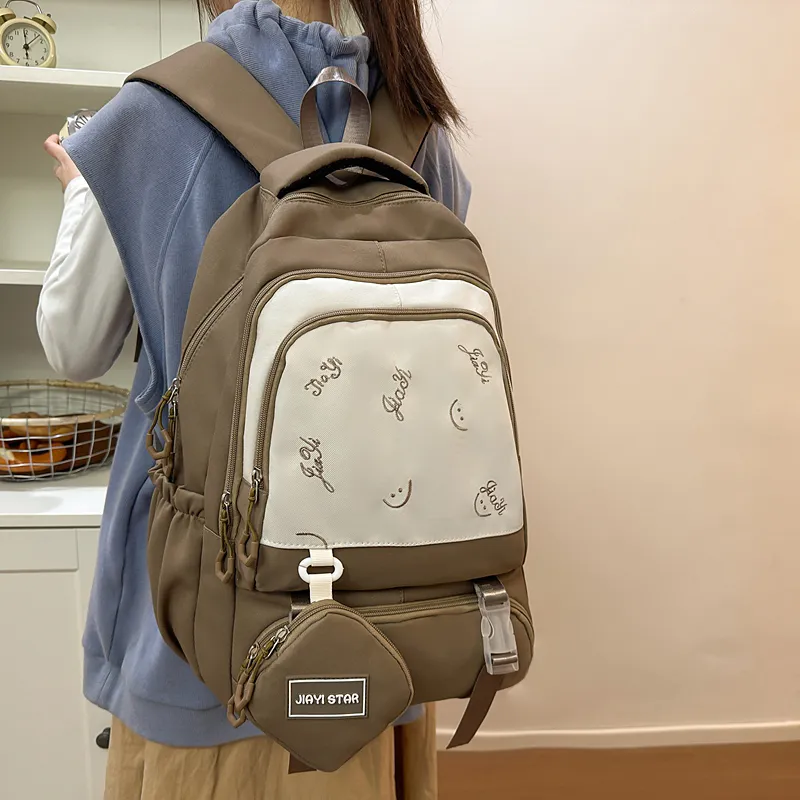OSOCE Nylon Backpack Regular Unisex Waxberry Red/Ecru/Black/Khaki/Green/Pink-10