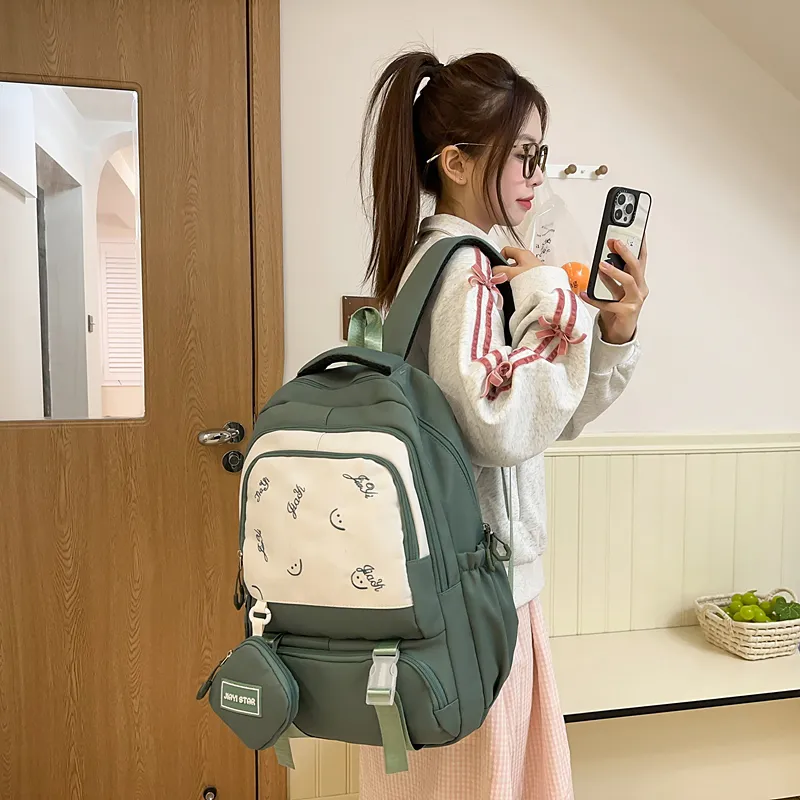 OSOCE Nylon Backpack Regular Unisex Waxberry Red/Ecru/Black/Khaki/Green/Pink-16