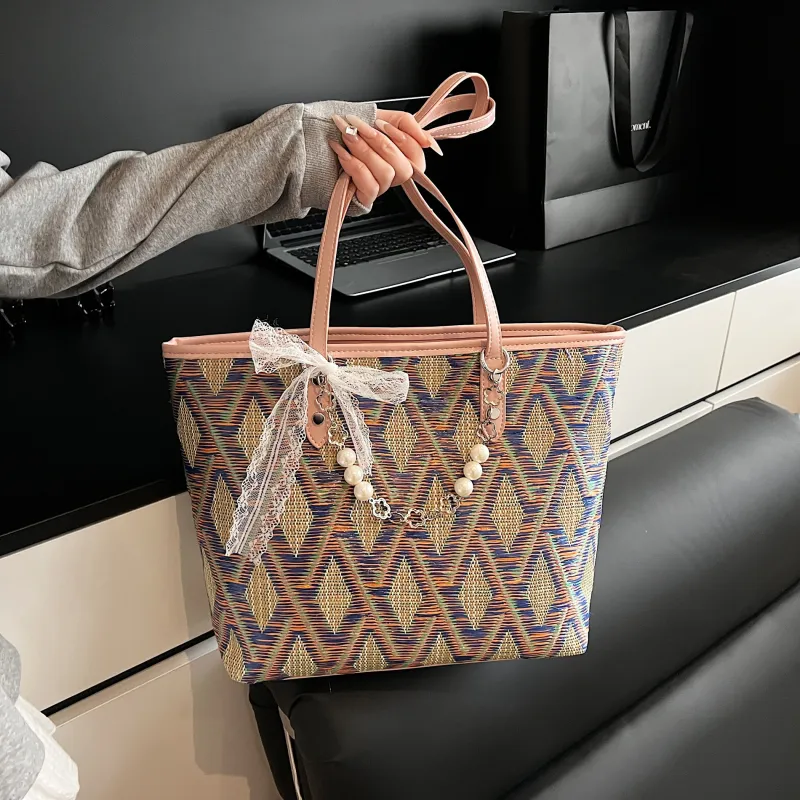 Duoluplo Doron Paul Woven Tote Bag, Shoulder Bag Women's Multicolor-6