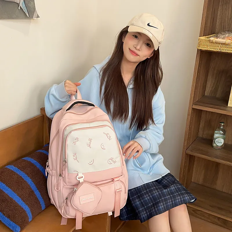 OSOCE Nylon Backpack Regular Unisex Waxberry Red/Ecru/Black/Khaki/Green/Pink-22