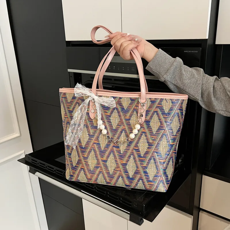 Duoluplo Doron Paul Woven Tote Bag, Shoulder Bag Women's Multicolor-5