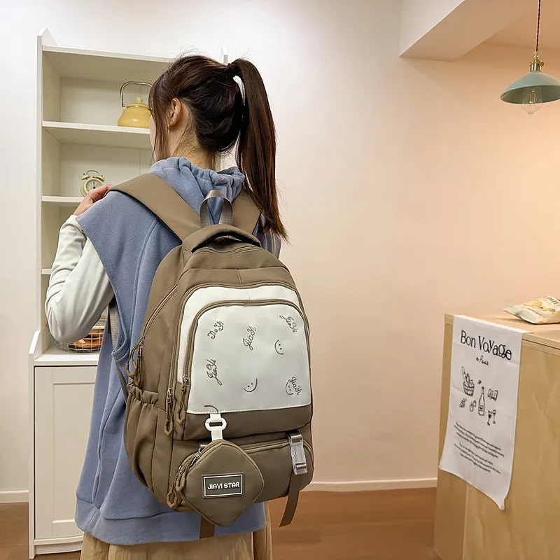 OSOCE Nylon Backpack Regular Unisex Waxberry Red/Ecru/Black/Khaki/Green/Pink-11