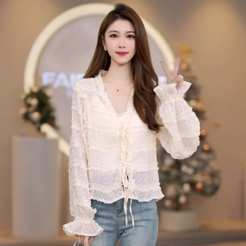 FAIRWHALE Shirts Women's Beige Apricot-2