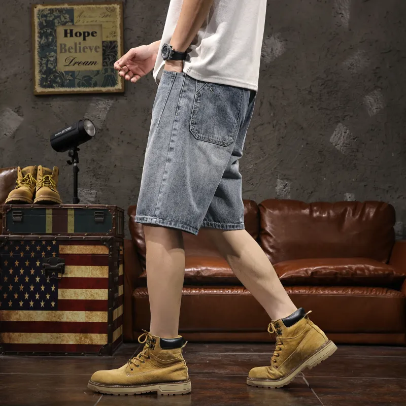 LUJIEBANG Denim Shorts Men Odin Gray-3