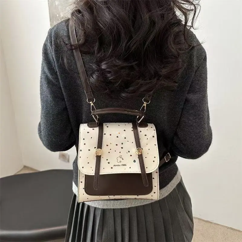 BEERUS PU Backpack Regular Women's White/Coffee-4