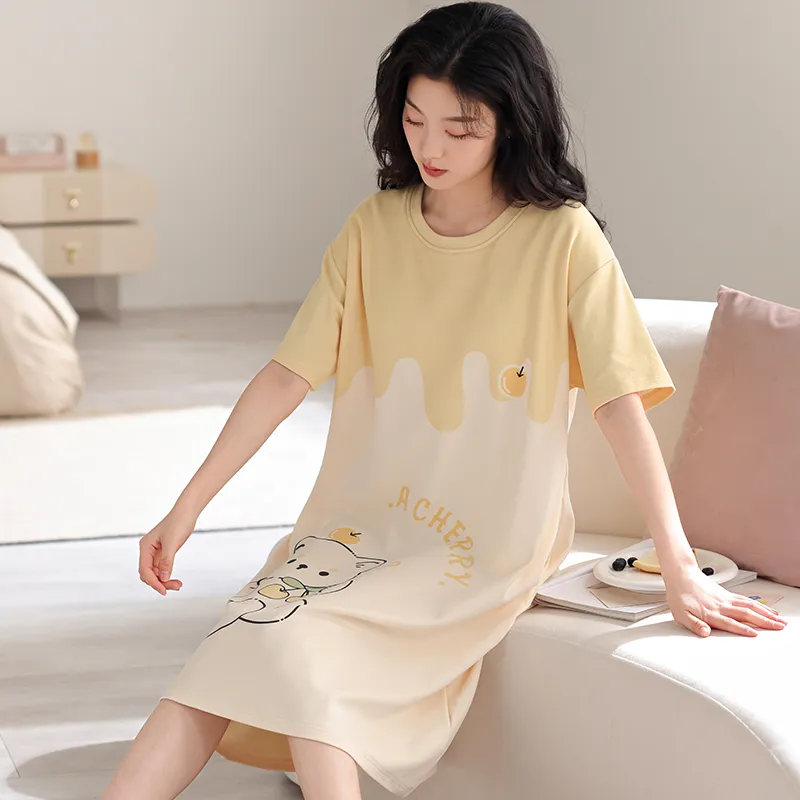 HUADAOJI Nightgown Women's Yellow-2