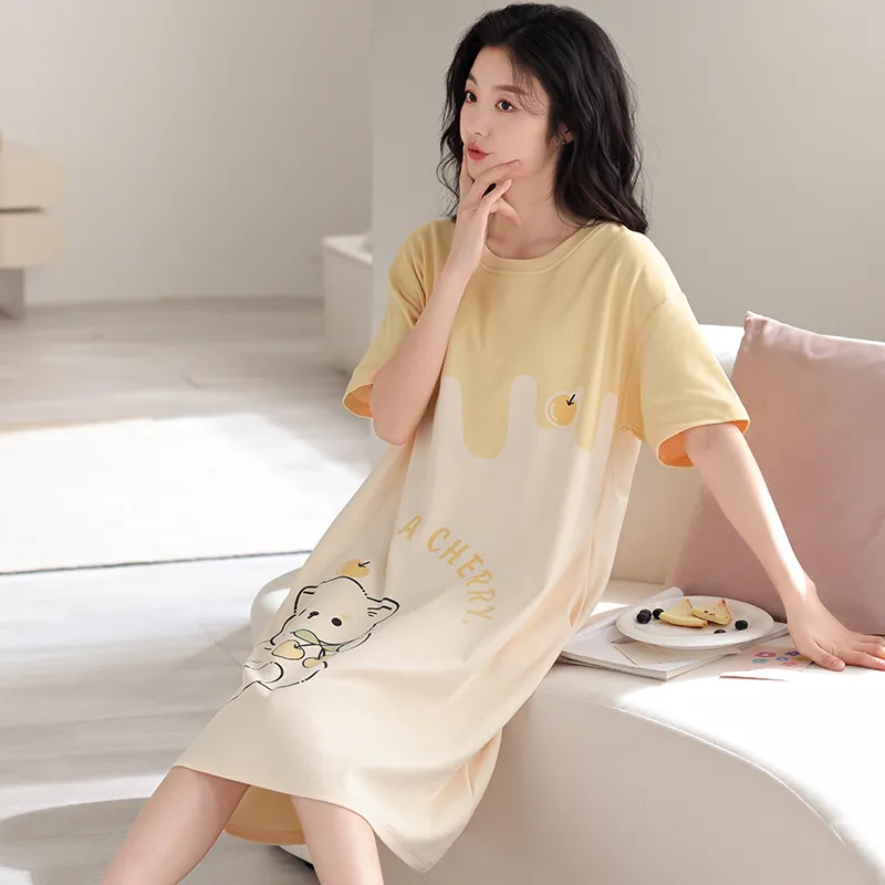 HUADAOJI Nightgown Women's Yellow-5
