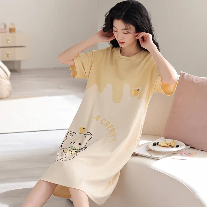 HUADAOJI Nightgown Women's Yellow-3