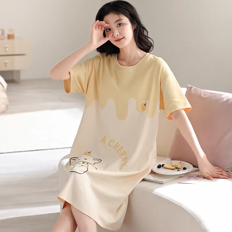 HUADAOJI Nightgown Women's Yellow-1