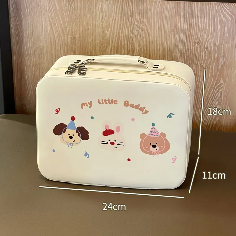Gentle Welcome Puppy Portable Large Capacity Portable With Mirror Storage Boxes-4