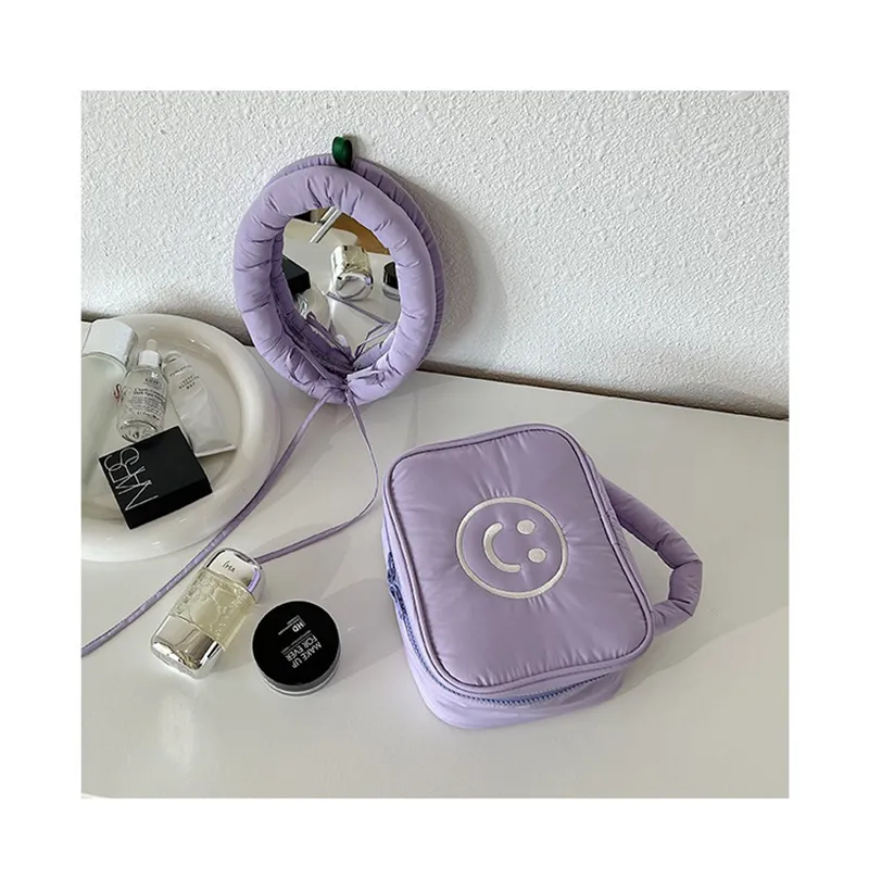 Gentle Welcome Korean Style Smiley Face Large Capacity Handheld Skincare Storage Makeup Bags Portable-15