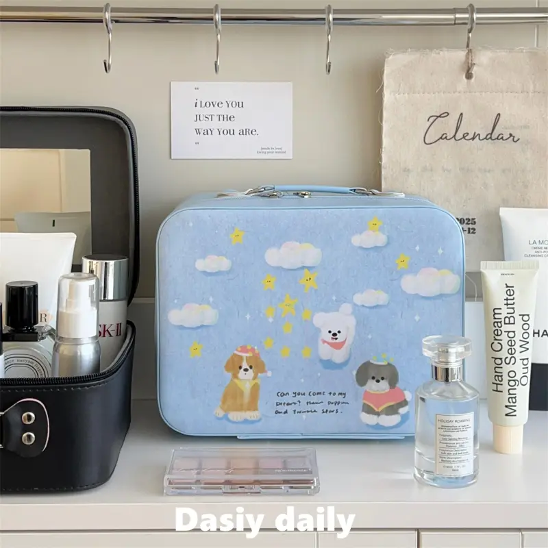 Gentle Welcome Mirror Cute Cartoon Travel Portable Large Capacity Storage Bags-4