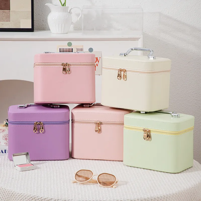 Gentle Welcome Cream Solid Color, Minimalist Style, Large Capacity Makeup Bags-2
