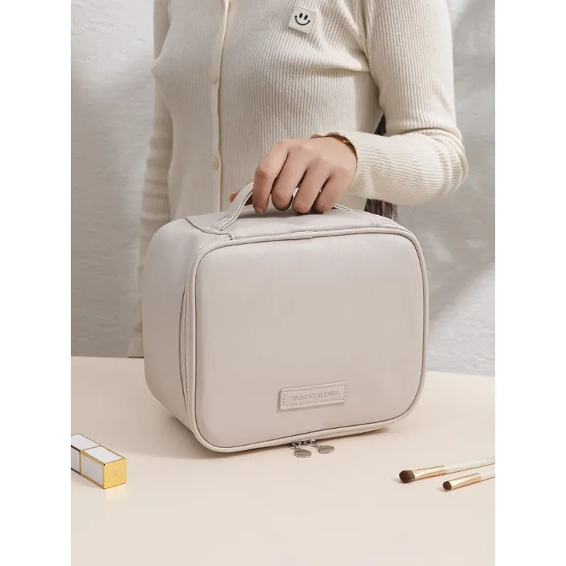 Gentle Welcome Skin Feel PU Leather Portable Storage Large Capacity Makeup Bags-12