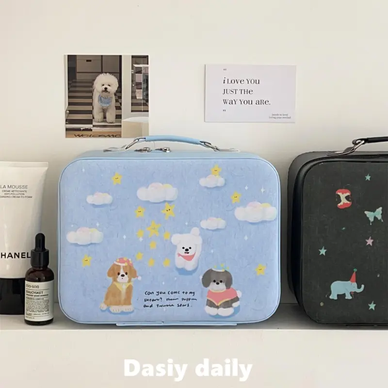 Gentle Welcome Mirror Cute Cartoon Travel Portable Large Capacity Storage Bags-5
