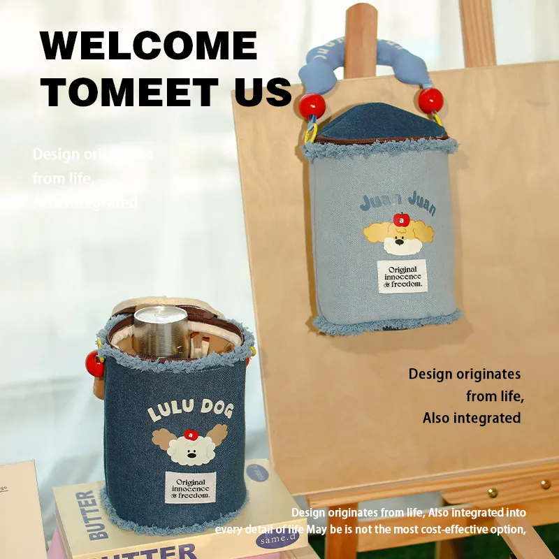 Gentle Welcome Upright Denim Makeup Bags Retractable Portable-4