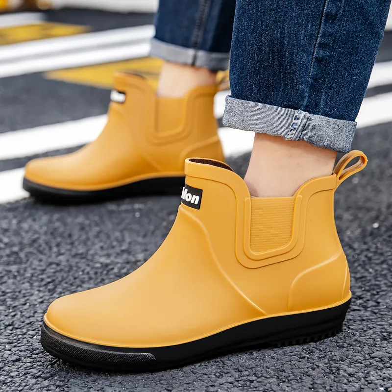 LONGYING Rain Boots Men Black/Gray/Brown-12