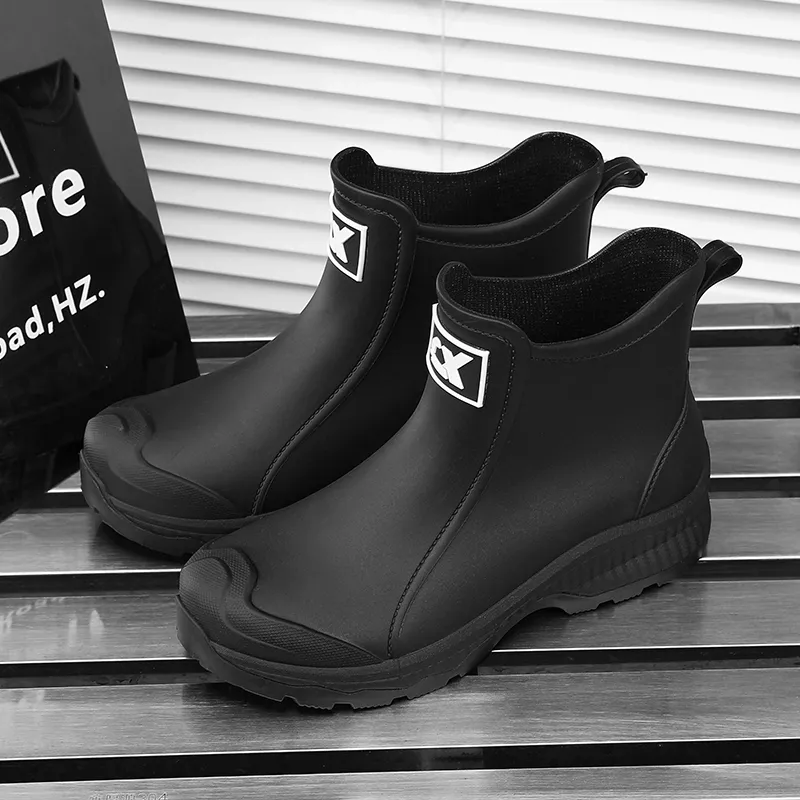 LONGYING Rain Boots Men Black/Khaki/Ecru-3