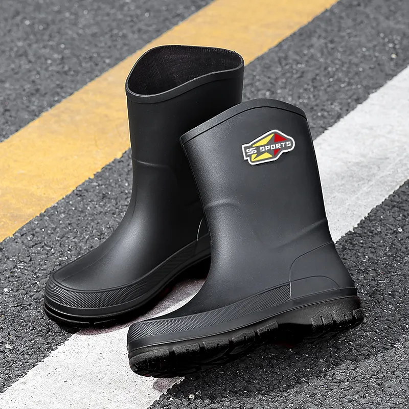 LONGYING Rain Boots Men's Black-1