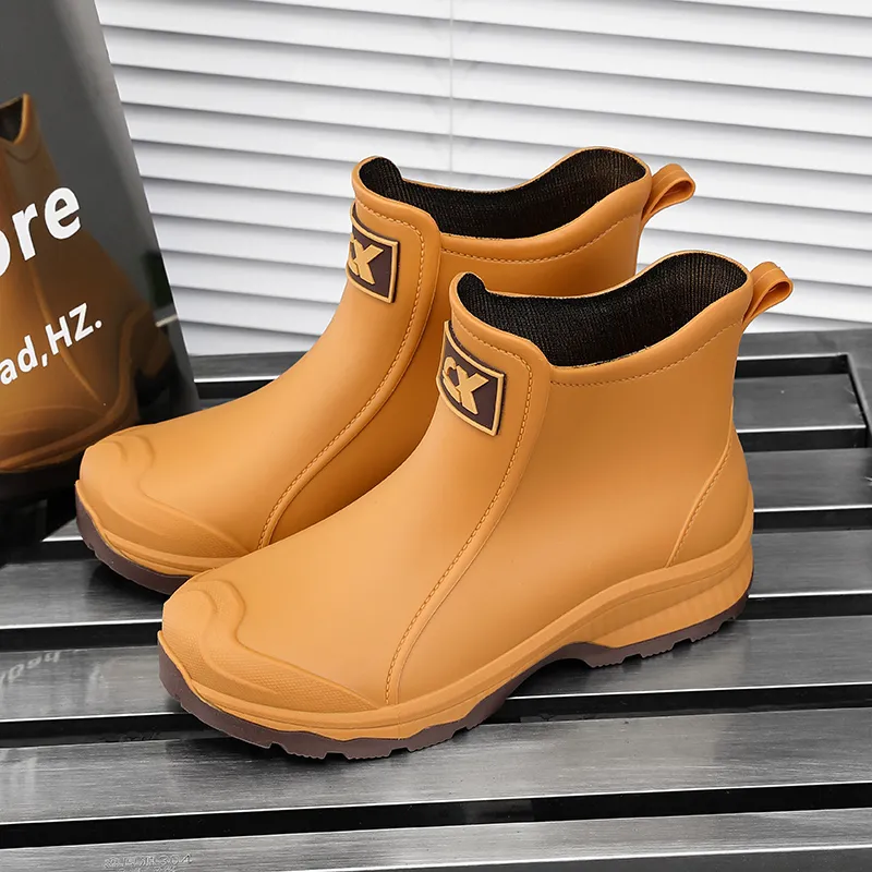 LONGYING Rain Boots Men Black/Khaki/Ecru-7
