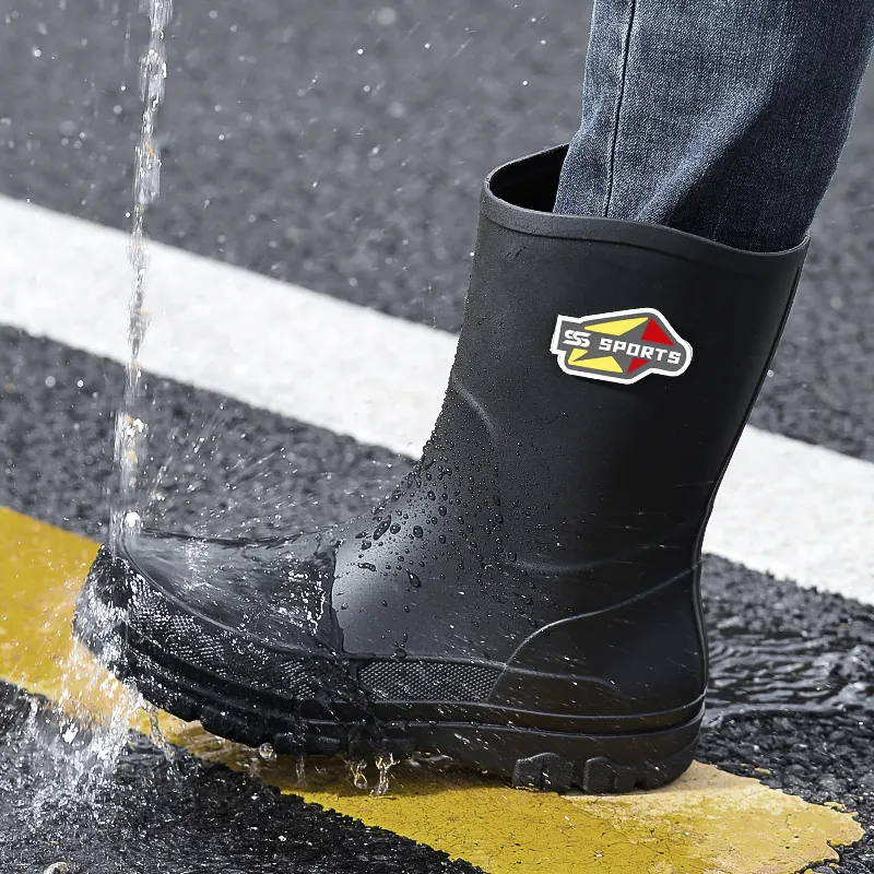 LONGYING Rain Boots Men's Black-2
