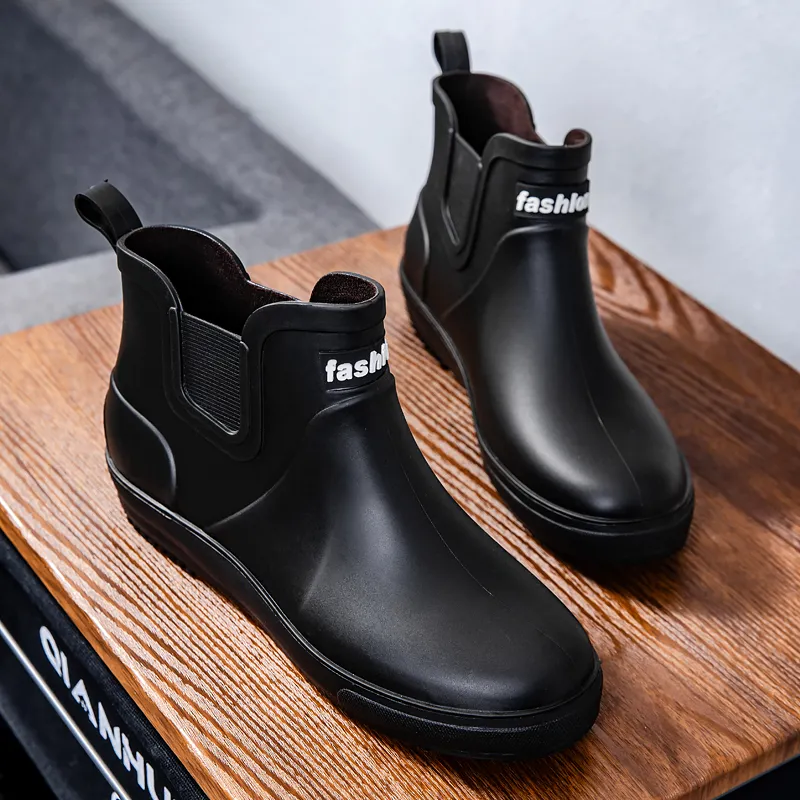LONGYING Rain Boots Men Black/Gray/Brown-2