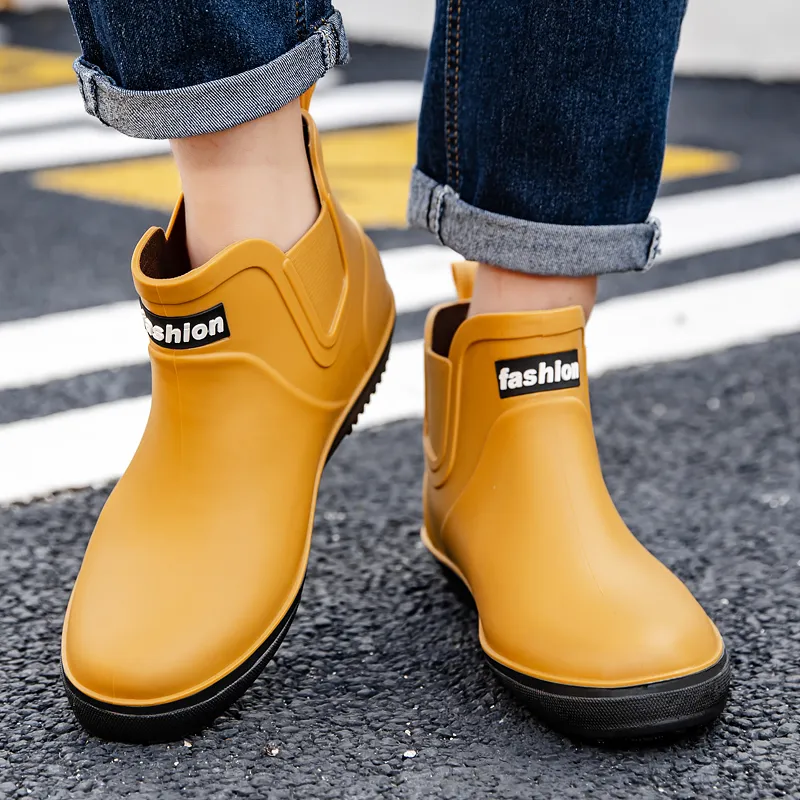 LONGYING Rain Boots Men Black/Gray/Brown-13