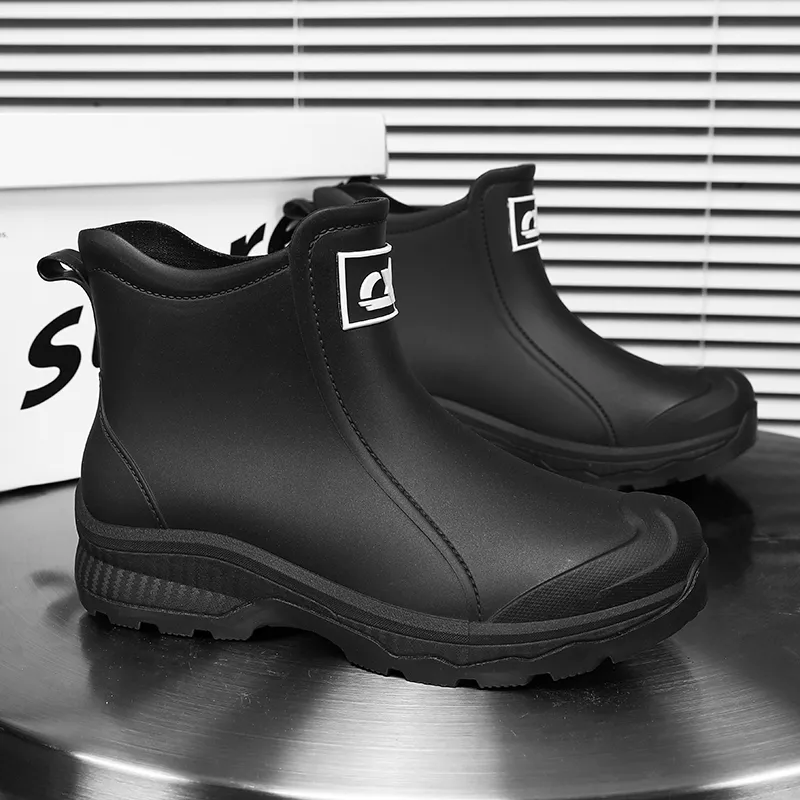 LONGYING Rain Boots Men Black/Khaki/Ecru-2