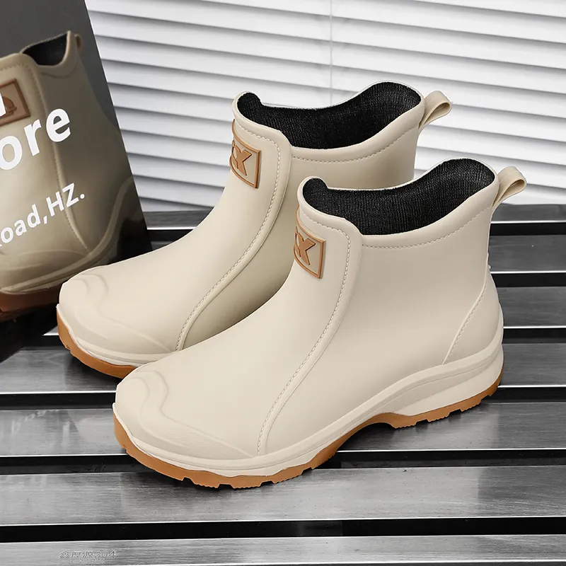 LONGYING Rain Boots Men Black/Khaki/Ecru-10