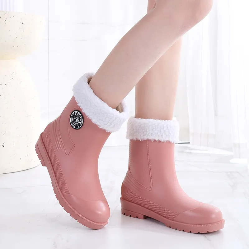 LONGYING Abrasion Resistant Cushioning Rain Boots Women's Pink-2