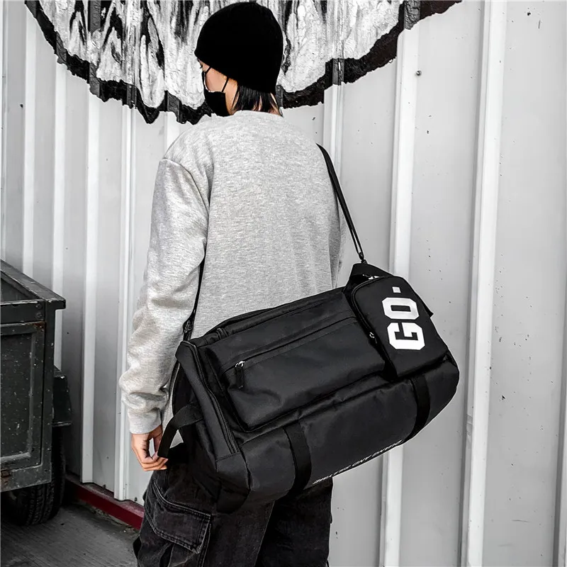 Yalu Nylon Travel Bag Backpack Unisex Light Gray/Dark Gray/Black/Red-11