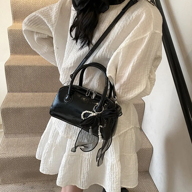 Yalu PU Crossbody One Shoulder Handbag Women's Ecru/Silver/Black/Pink-20