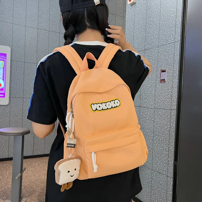 Yalu Nylon Backpack Unisex Ecru/Black/Orange Red/Burgundy/Light Blue-20
