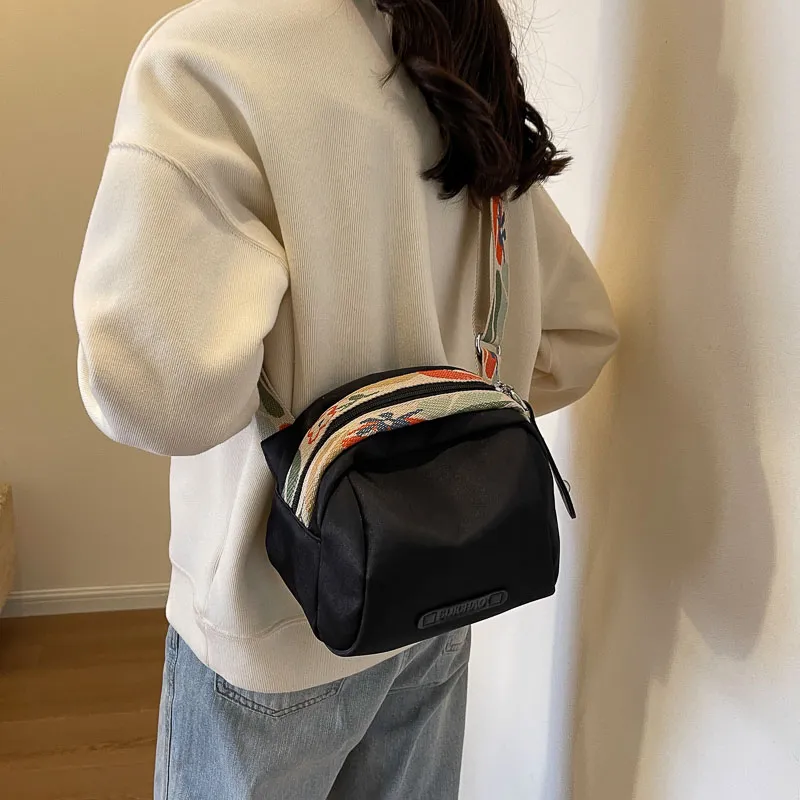 Yalu Nylon Shoulder Bag, Crossbody Bag Unisex Orange/Black/Ecru-9