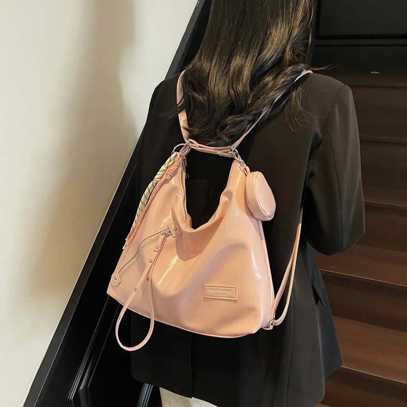 Yalu PU Backpack Women's Ecru/Black/Blue/Pink-22