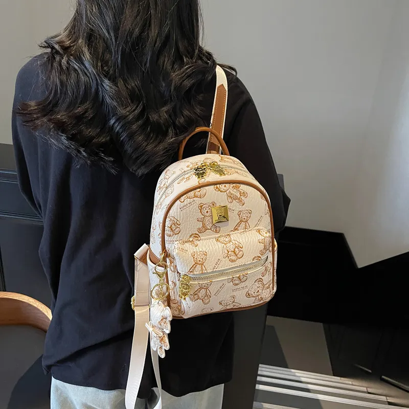 Yalu PU Backpack Women's White/Black/Pink/Brown-6