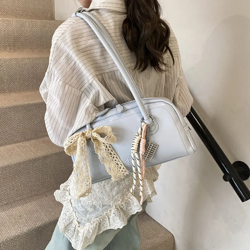 Yalu PU Shoulder Bag Regular Women's Pink/White/Silver/Black/Blue-30