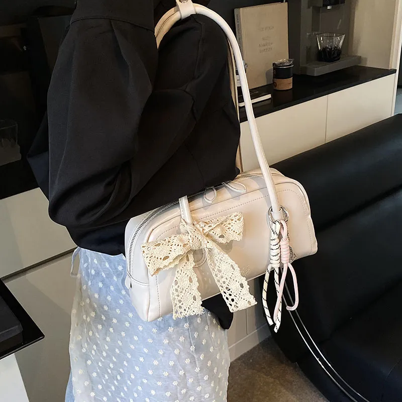 Yalu PU Shoulder Bag Regular Women's Pink/White/Silver/Black/Blue-9