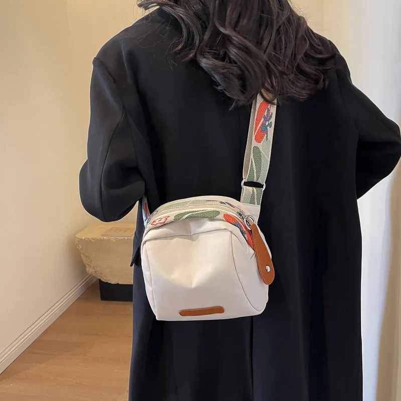 Yalu Nylon Shoulder Bag, Crossbody Bag Unisex Orange/Black/Ecru-19